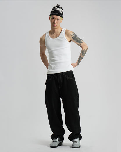 Raw-Washed Straight-Leg Jeans