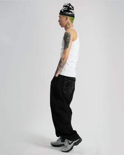 Raw-Washed Straight-Leg Jeans